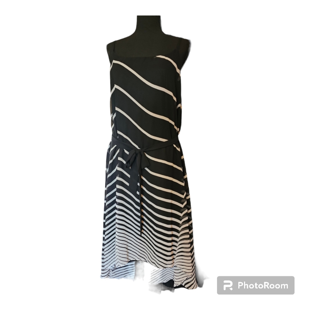 Lane Bryant Black & White Stripped High Low Dress - Size 18/20